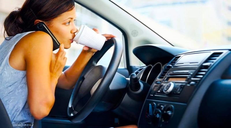 What are 5 ways a person can be distracted while driving