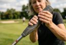 Close-up of an oversized soft golf grip designed for arthritis pain relief on a golf club